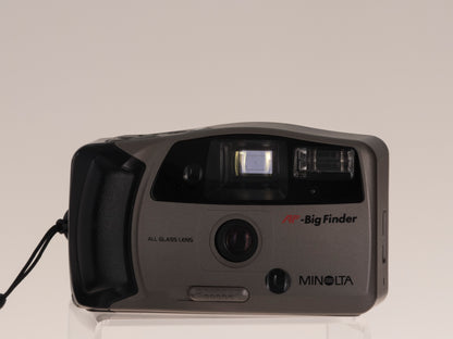 Minolta AF-Big Finder 35mm film camera. Front view.