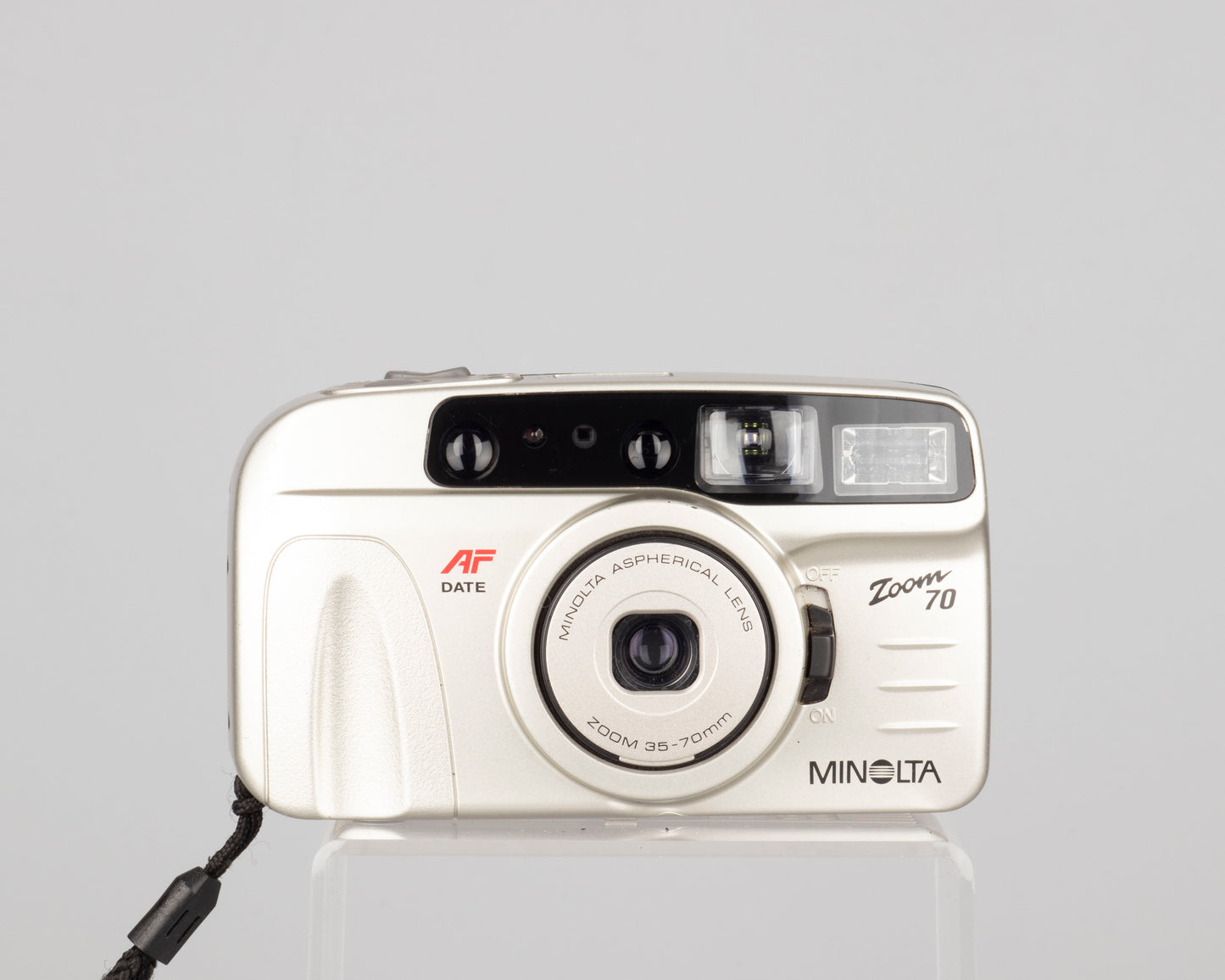 The Minolta Zoom 70 is a simple 35mm point-and-shoot with a quality 35-70mm lens featuring aspherical elements