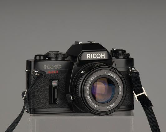 The Ricoh KR-10 Super 35mm film SLR camera with Rikenon 50mm f1.7 lens