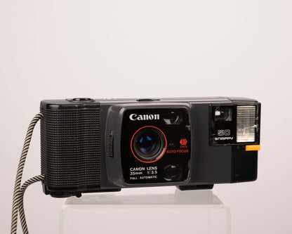 The Canon Snappy 50 is a classic 35mm point-and-shoot featuring a 35mm f3.5 lens and autofocus