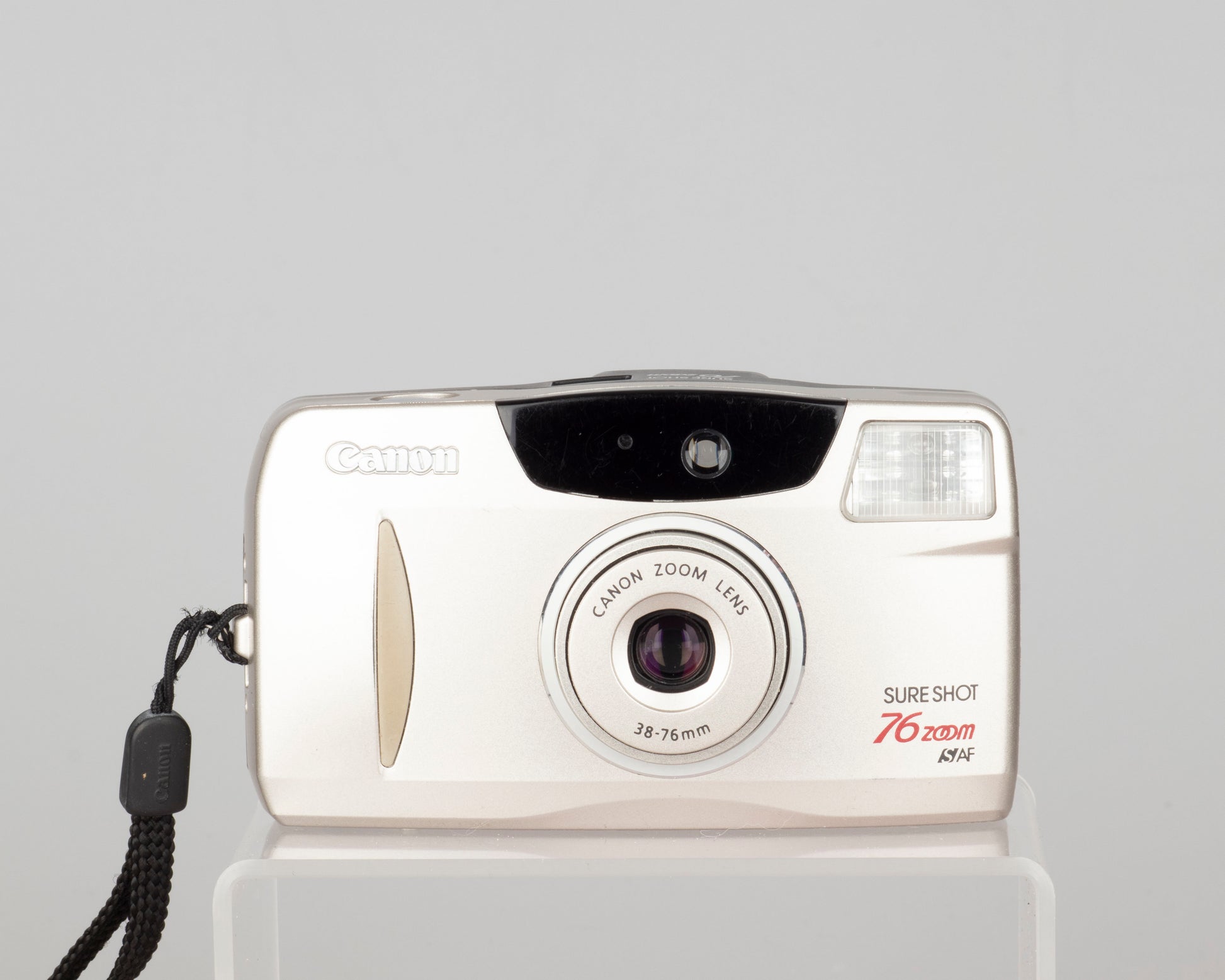 The Canon Sure Shot 76 Zoom is a high quality 35mm point-and-shoot from circa 2000. 