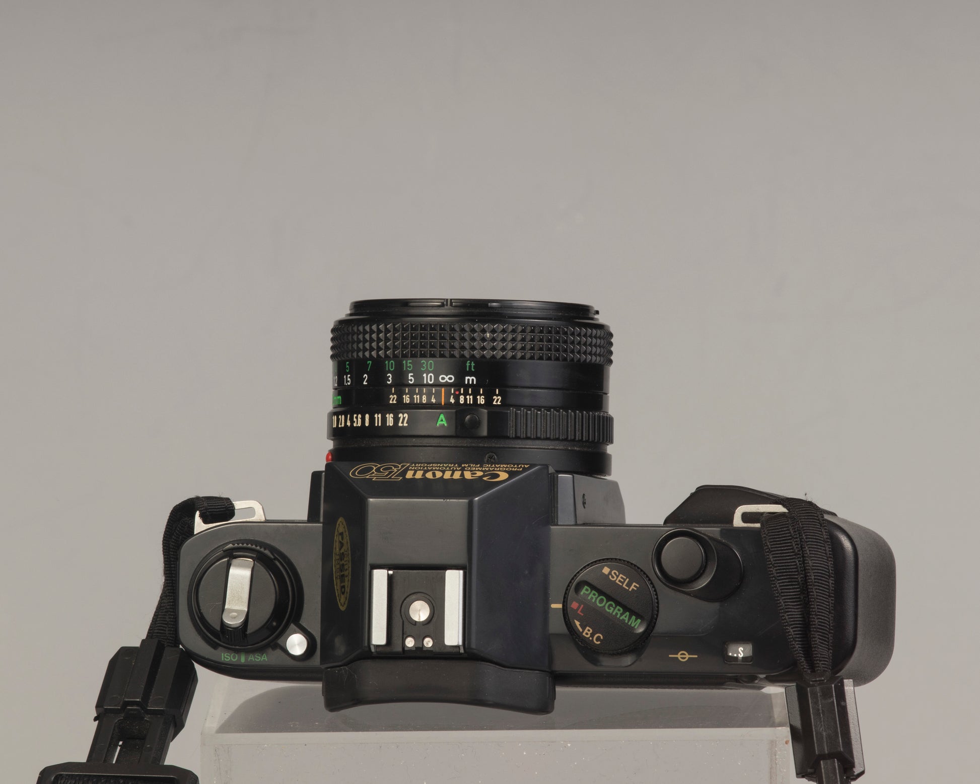 The Canon T50 35mm film SLR with the Canon FD 50mm f1.8 lens