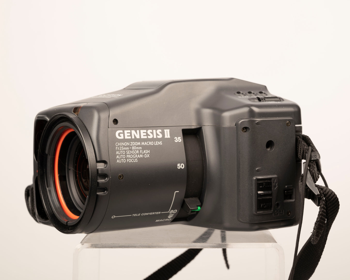 Chinon Genesis II 'bridge' 35mm film SLR w/ 35-80mm lens + carrying case + manual