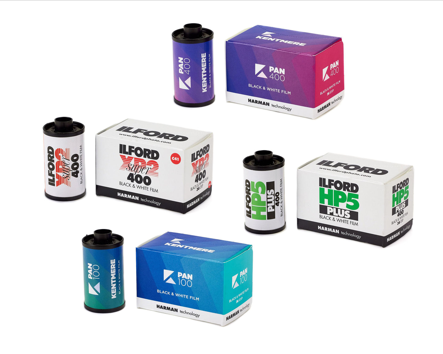 Ilford and Kentmere 35mm film sampler (four 36-exposure rolls)