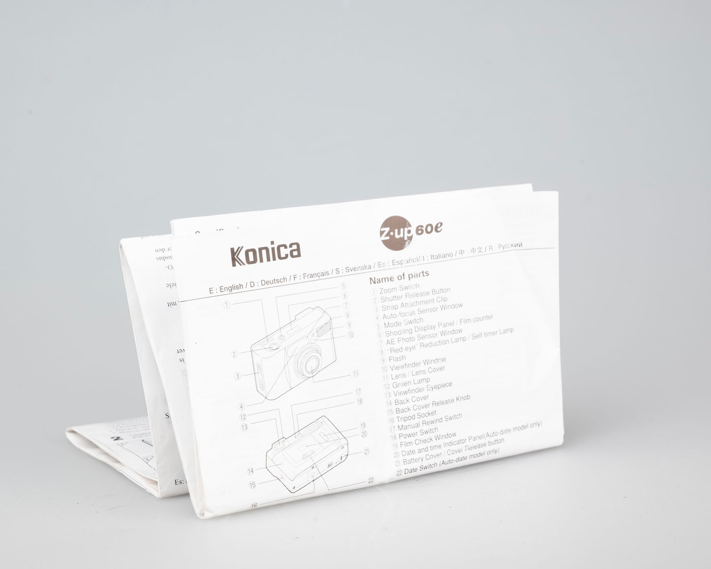 Konica Z-Up 60e 35 mm ultra-compact avec étui d'origine et manuel (série 6699436)