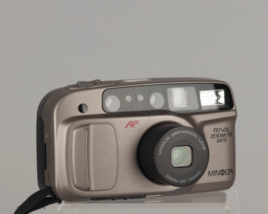 Minolta Riva Zoom 70 Date 35mm film camera with 35-70mm aspherical lens 