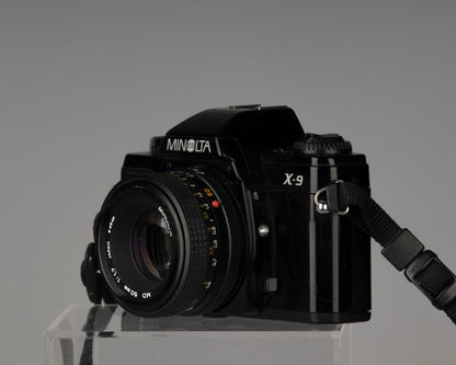 Minolta X-9 35mm SLR w/ Minolta MD  50mm f1.7 lens + ever-ready case