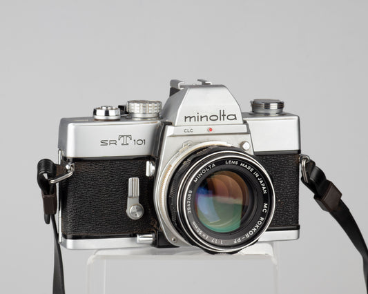 Minolta SRT 101 35mm SLR w/MC Rokkor PF 55mm f1.7 lens + ever-ready case (serial 2496174)