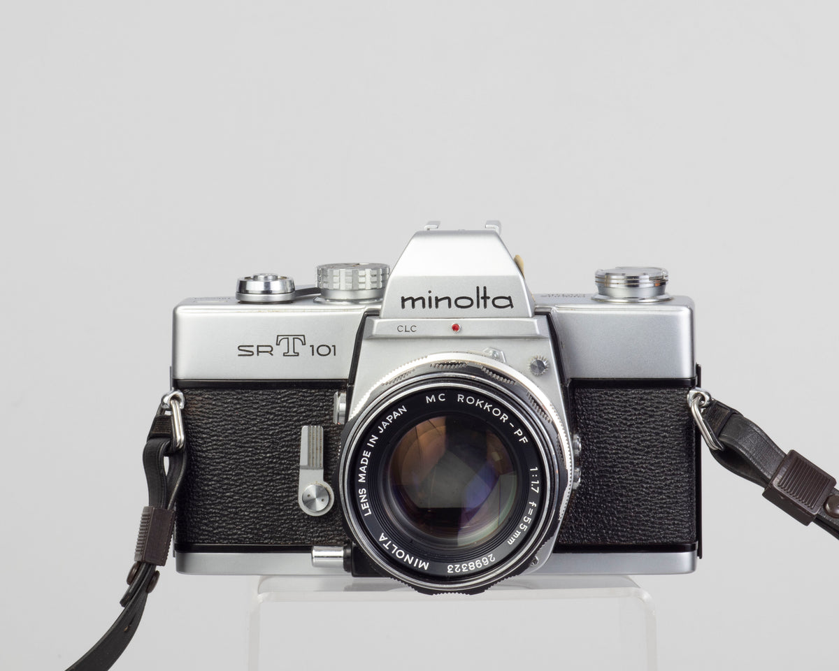 Minolta SRT 101 35mm SLR w/MC Rokkor PF 55mm f1.7 lens + ever 