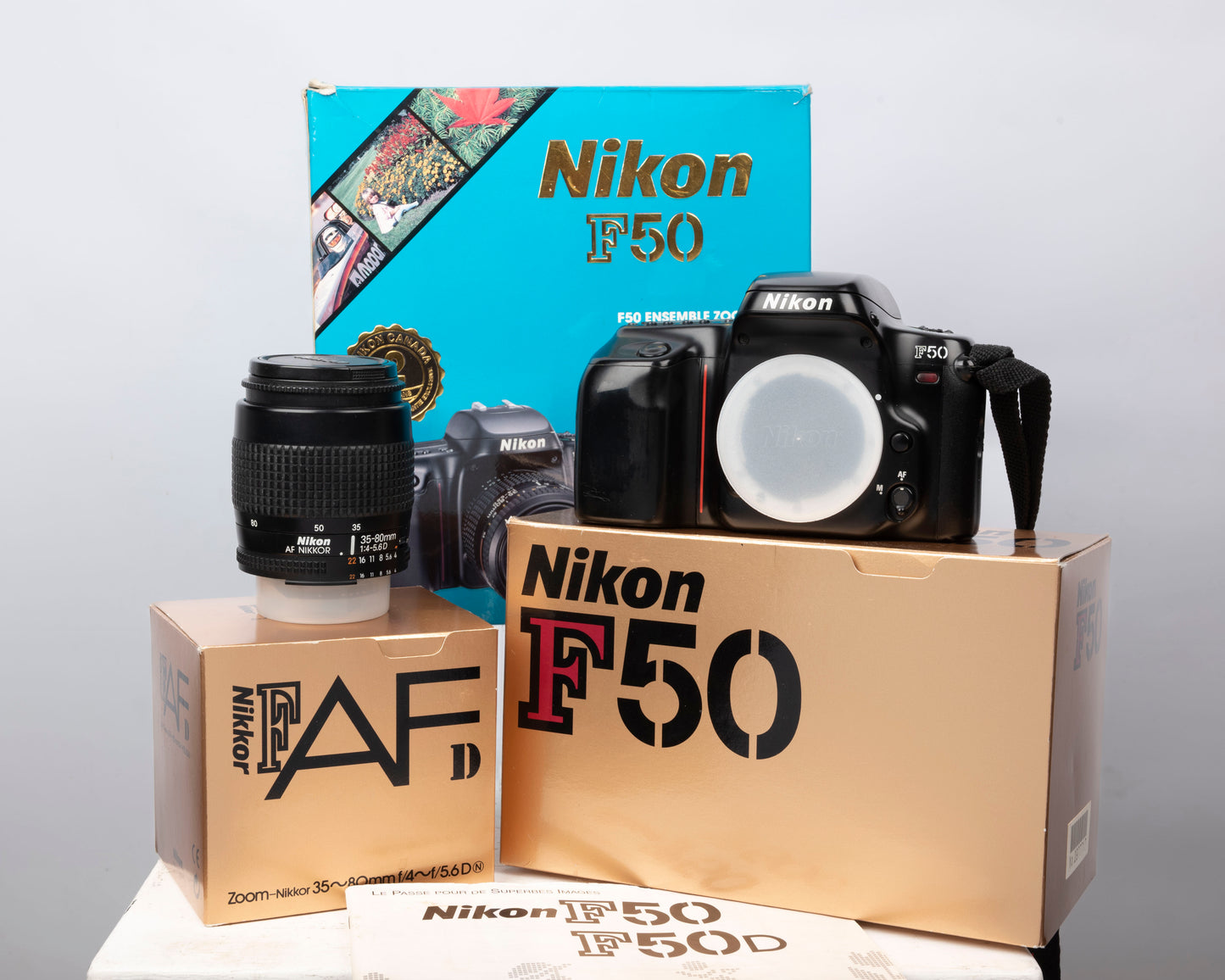 Nikon F50 35mm film SLR zoom outfit w/ AF 35-80mm lens + original boxes
