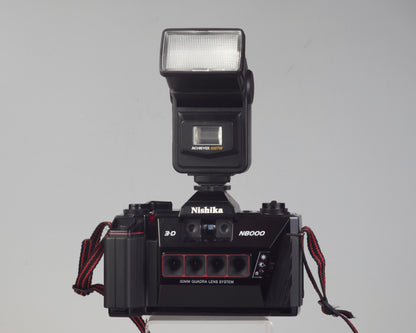 The Nishika N8000 3D film camera with twin flash