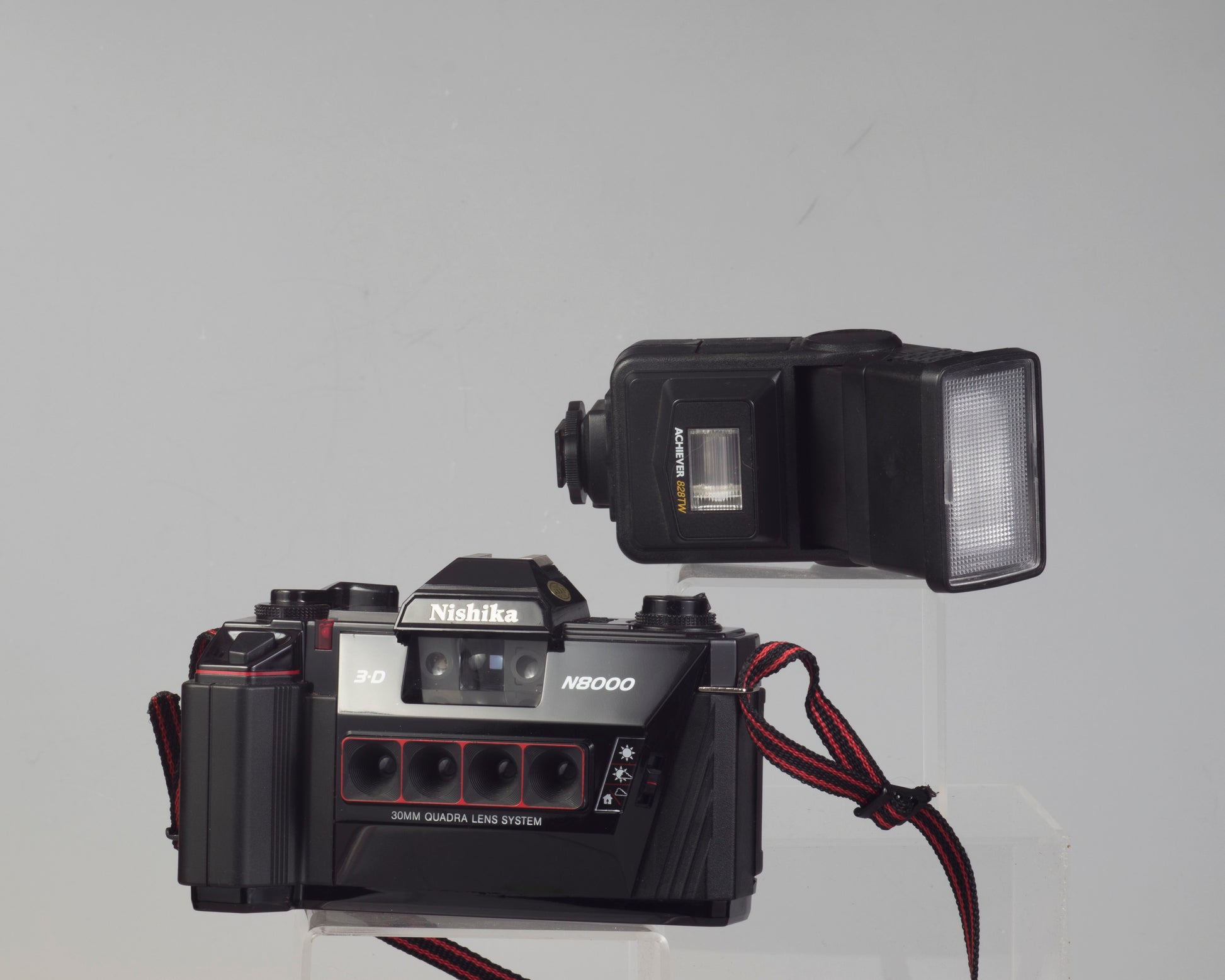 The Nishika N8000 3-D 35mm film camera with twin flash