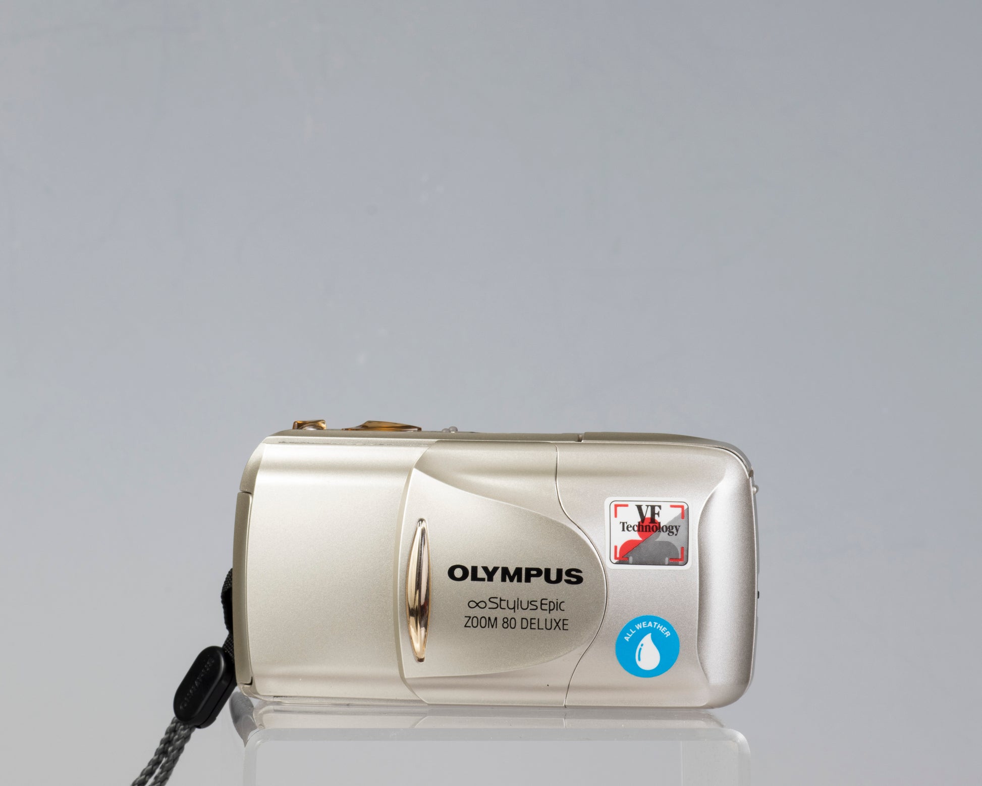 The Olympus Infinity Stylus Epic oom 80 Deluxe (shown with cover closed)