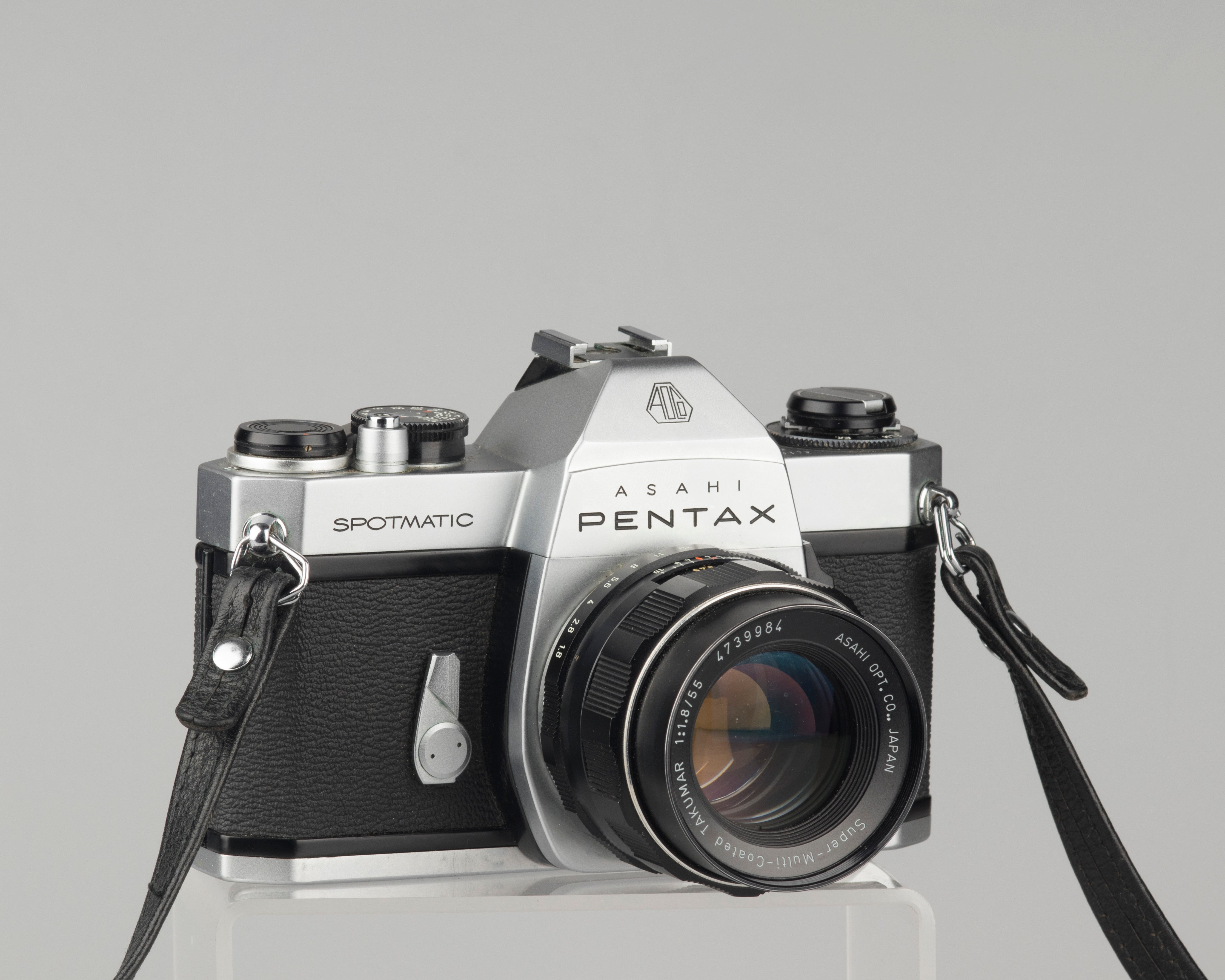 Pentax Spotmatic SP II w/ SMC Takumar 55mm f1.8 lens + leather