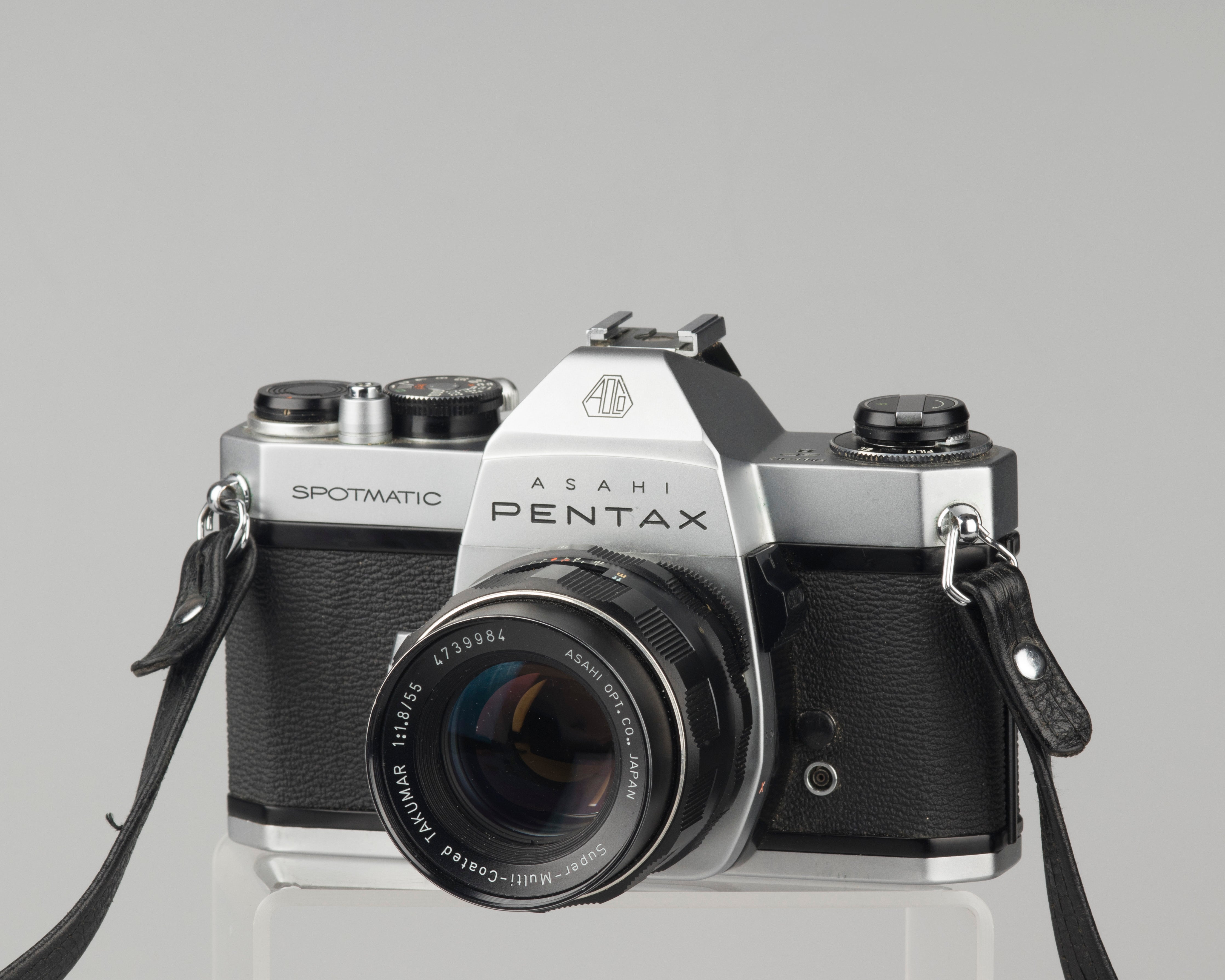 Pentax Spotmatic SP II w/ SMC Takumar 55mm f1.8 lens + leather case //  modified for modern batteries