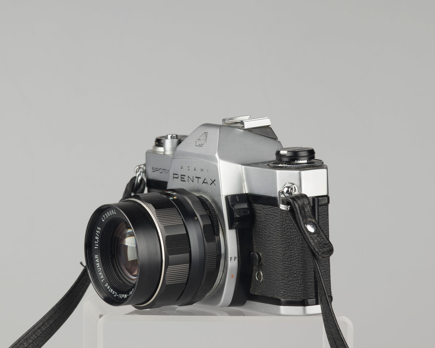 Pentax Spotmatic SP II w/ SMC Takumar 55mm f1.8 lens + leather case // modified for modern batteries