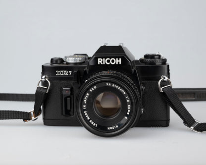Ricoh XR-7 35mm SLR + XR Rikenon 50mm 1:2 lens + ever-ready case